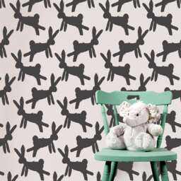 Leaping Rabbits Vinyl Wall Decal - Nursery Wallpaper Pattern - thumbnail 3