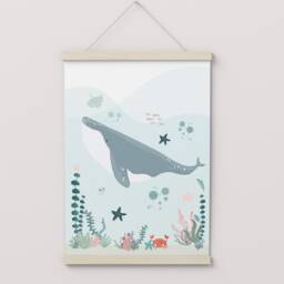 Whale Unframed Print, Under The Sea Nursery Ocean Animals, Scandi Nursery, Playroom Prints - thumbnail 2