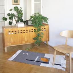 Moonlight Gray - Handwoven Modern Kilim Eclectic Area Rug Geometrical Wall Hanging Tapestry Tartaruga Studio - thumbnail 3
