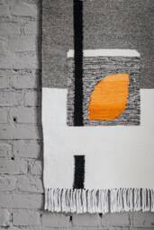 Moonlight Gray - Handwoven Modern Kilim Eclectic Area Rug Geometrical Wall Hanging Tapestry Tartaruga Studio - thumbnail 1