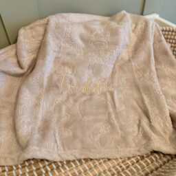 Personalized Embroidered Safari Animal Baby Blanket Beige Throw - thumbnail 3