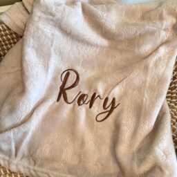 Personalized Embroidered Safari Animal Baby Blanket Beige Throw - thumbnail 2