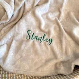 Personalized Embroidered Safari Animal Baby Blanket Beige Throw