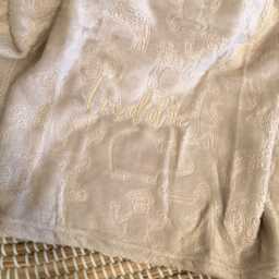 Personalized Embroidered Safari Animal Baby Blanket Beige Throw - thumbnail 4