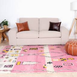 Authentic Beni Ourain Rug, Pink Moroccan Rug 5x8 Ft - thumbnail 2