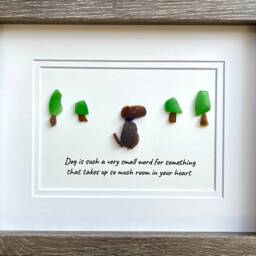 Handmade Dog Sea Glass Art, Framed Lover Gift - 8x10 - thumbnail 2