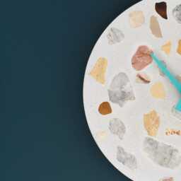 Terrazzo Wall Clock - Handmade Concrete Wooden Hands Unique Home Decor - thumbnail 2