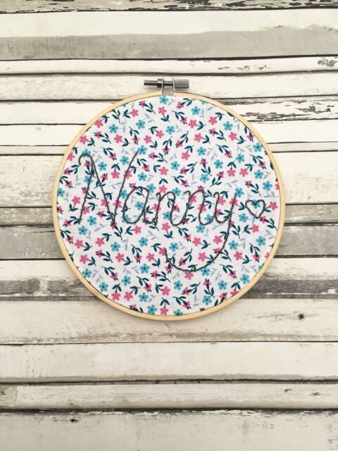 Nanny Embroidery Hoop Wall Art, Mother's Day Gift, Embroidered Decoration - image 1