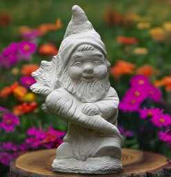 Outdoor Gnome Sculpture Concrete Pixie Statue Cement Elf Decoration Handmade Gnome Lover Gift Art Front Door Figurine - thumbnail 1