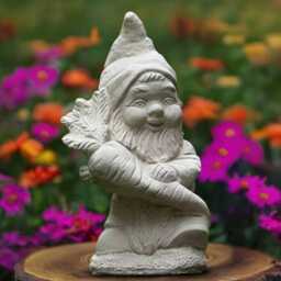 Outdoor Gnome Sculpture Concrete Pixie Statue Cement Elf Decoration Handmade Gnome Lover Gift Art Front Door Figurine - thumbnail 3