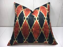 24x24 Silk Ikat Pillow Cover, Handwoven Accent Cushion - thumbnail 1