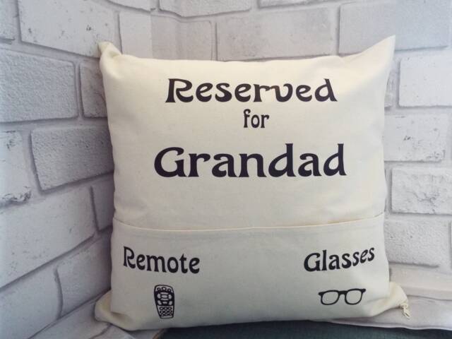 Personalized Grandad Pocket Cushion Cover Remote & Glasses - image 1