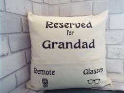 Personalized Grandad Pocket Cushion Cover Remote & Glasses