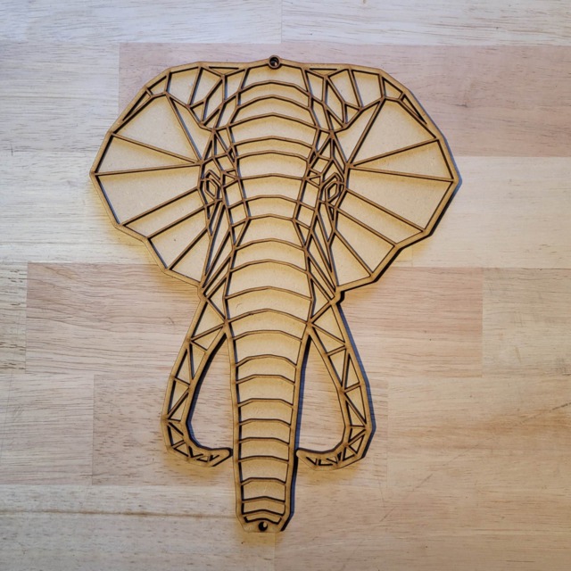 3D Wooden Elephant Head Wall Art Geometric Animal Plaque, Ready To Paint - image 1