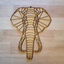3D Wooden Elephant Head Wall Art Geometric Animal Plaque, Ready To Paint - thumbnail 1