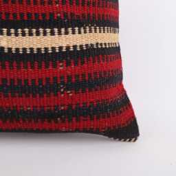 Vintage Turkish Kilim Pillow Cover Handwoven Wool Cushion - 16x16 - thumbnail 2