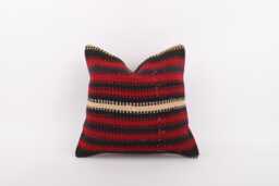 Vintage Turkish Kilim Pillow Cover Handwoven Wool Cushion - 16x16 - thumbnail 1