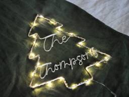 Christmas Tree With Name, Wire Words, Family Surname Sign, Personalised Xmas Decor - Hanging Decoration - thumbnail 1