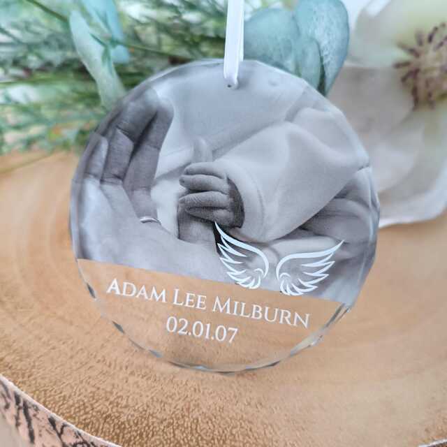 Photo Christmas Tree Ornament - Bauble Hanging Decoration Angel Wings - image 1