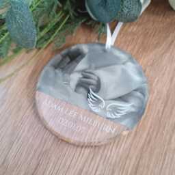 Photo Christmas Tree Ornament - Bauble Hanging Decoration Angel Wings - thumbnail 2