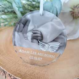 Photo Christmas Tree Ornament - Bauble Hanging Decoration Angel Wings
