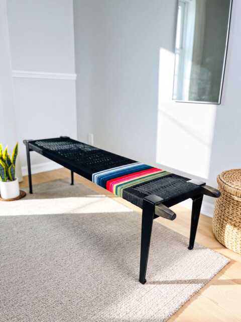Hand-Woven Entryway Bench Mcm Style End Of Bed & Mudroom Seating - Custom-Made, Multiple Sizes - image 1