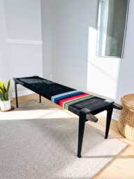 Hand-Woven Entryway Bench Mcm Style End Of Bed & Mudroom Seating - Custom-Made, Multiple Sizes - thumbnail 1