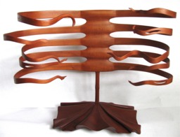 Hand Carved & Bent Mahogany Wood Sculpture