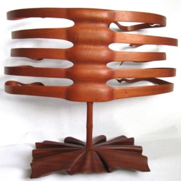 Hand Carved & Bent Mahogany Wood Sculpture - thumbnail 2
