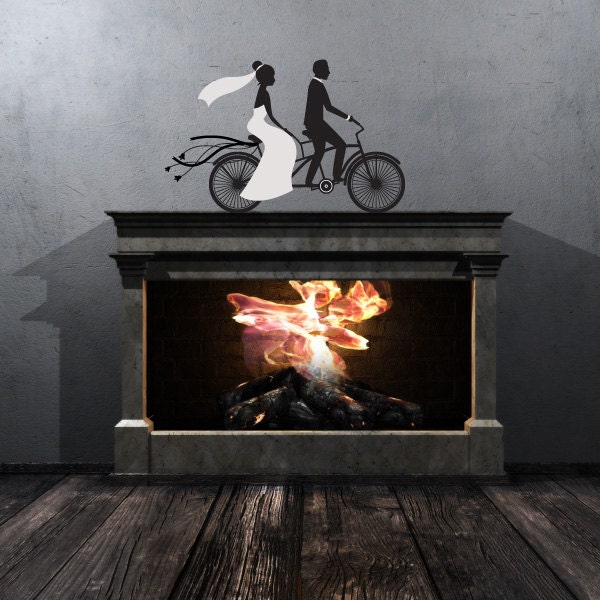 Wedding Couple On Bicycle Wall Decal - Vinyl Car Id009