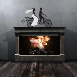 Wedding Couple On Bicycle Wall Decal - Vinyl Car Id009