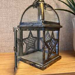 Aged Metal & Glass Lantern - Candle Holder For Home Decor Or Gift - thumbnail 3