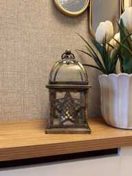 Aged Metal & Glass Lantern - Candle Holder For Home Decor Or Gift - thumbnail 1