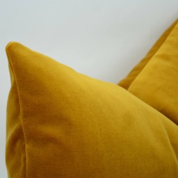 Mustard Velvet Pillow Cover, Heavyweight Cotton Cushion, Rectangle Lumbar - thumbnail 3
