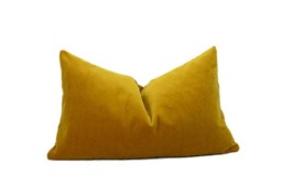 Mustard Velvet Pillow Cover, Heavyweight Cotton Cushion, Rectangle Lumbar - thumbnail 2