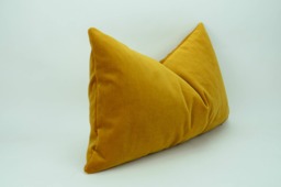 Mustard Velvet Pillow Cover, Heavyweight Cotton Cushion, Rectangle Lumbar
