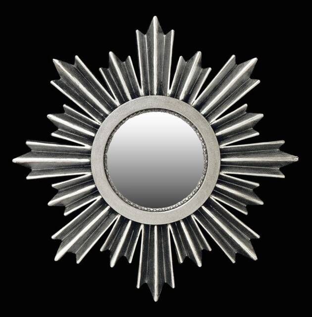 Silver Sunburst Mirror Hand-Painted Resin 10 - image 1