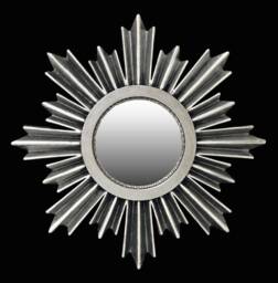 Silver Sunburst Mirror Hand-Painted Resin 10 - thumbnail 1