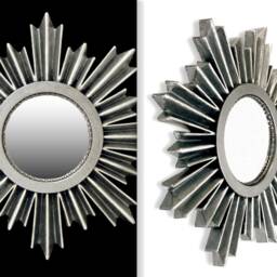 Silver Sunburst Mirror Hand-Painted Resin 10 - thumbnail 3