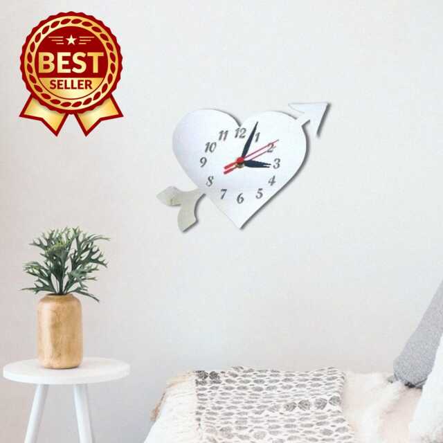 Heart & Arrow Acrylic Clock - Many Colours Available - Bespoke Shapes & Sizes Made - image 1