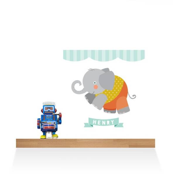 Henry The Circus Elephant Wall Sticker Decal - Nursery Stickers, Animal Decals, Home Decor, Baby Room, Art, Girl, Boy