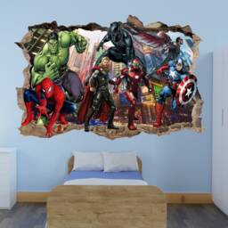 Superheroes Theme Avengers Vinyl Wall Sticker Falcon Spiderman Hulk Thor Boys Bedroom Decor 1154 - thumbnail 3
