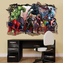Superheroes Theme Avengers Vinyl Wall Sticker Falcon Spiderman Hulk Thor Boys Bedroom Decor 1154 - thumbnail 1