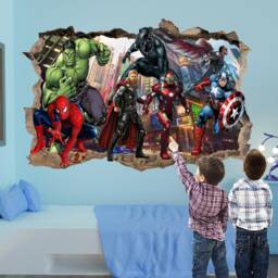 Superheroes Theme Avengers Vinyl Wall Sticker Falcon Spiderman Hulk Thor Boys Bedroom Decor 1154 - thumbnail 2