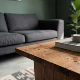 Coffee Table With Lower Shelf Handmade From Solid Pine - thumbnail 3