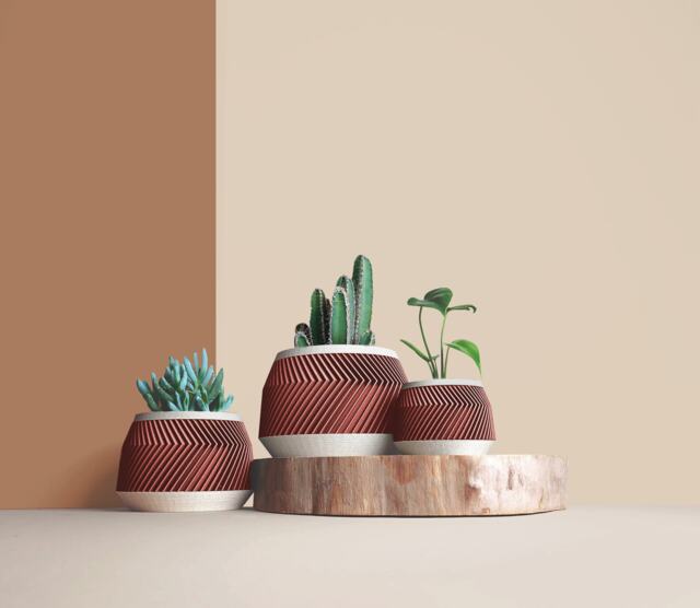 Large Wooden Indoor Plant Pots, Plant Holders Gift For Lover, Apartment Decoration Idea, Geometric Design, Minimalist & Modern Home - image 1