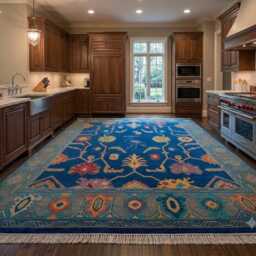 8x10/9x12 Turkish Oushak Rug, Hand Knotted Wool Area Blue Ivory Floral Rug Persian Style Carpet Traditional Oriental Large - thumbnail 3