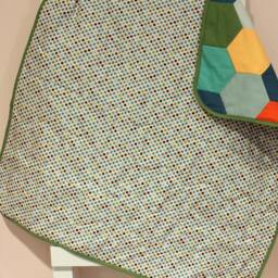 Handmade Hexagon Patchwork Baby Quilt - Heirloom Nursery Blanket - thumbnail 2