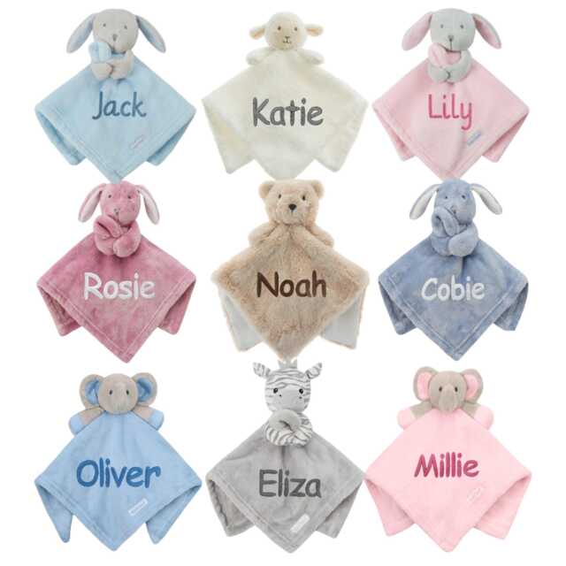 Personalised Baby Comforter Blankie/Blanket Gift - Quality Soft Toy Elephant Bunny - image 1