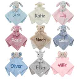 Personalised Baby Comforter Blankie/Blanket Gift - Quality Soft Toy Elephant Bunny - thumbnail 1